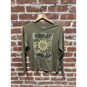 Hurley Womens Green Long Sleeve Graphic T-shirt NWT Size Small